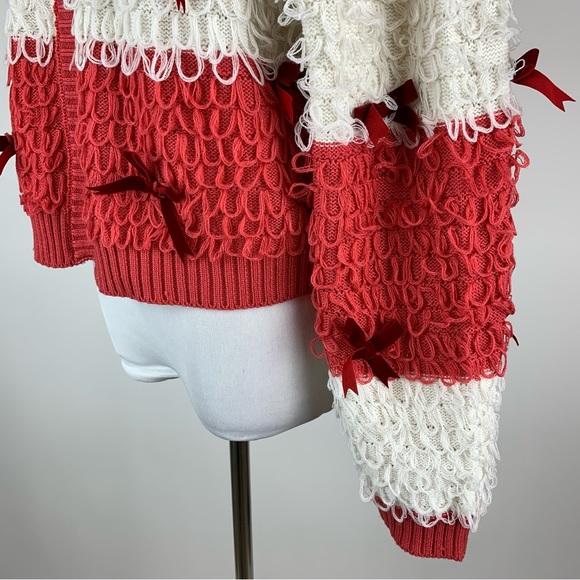 Mighty Fine Christmas Pink Bow Loop Cardigan Sweater Large - Picture 11 of 15